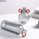 Axyaa Gray Glass Vase Hydroponics Plant Pot Table Decoration Flowers Arrangement Aesthetic Decor