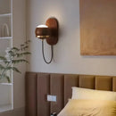 Axyaa Walnut Wood Sphere Wall Sconce Light, Modern Minimalist Style for Bedroom, Living Room