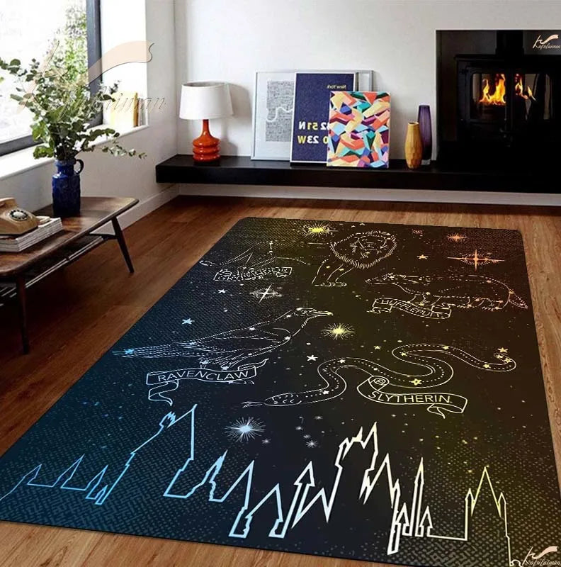 Axyaa Black Constellation Rug Set: Living Room, Bedroom, Bathroom Décor & Gift