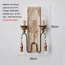Axyaa Solid Wood Carving Wall Lamp Vintage Rural French Style