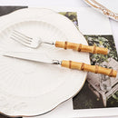 Axyaa Bamboo Handle Stainless Steel Cutlery Set - Complete Dinnerware Flatware
