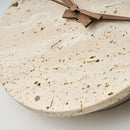Axyaa Stone Clock LED Wall Light Yellow Travertine Wooden Pointer for Living Room