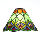 Stained Glass Peacock Lampshade, Handmade Phoenix Tail Design for Pendant Light - Axyaa