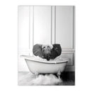 Nordic Elephant Giraffe Bathtub Wall Art Canvas by Axyaa