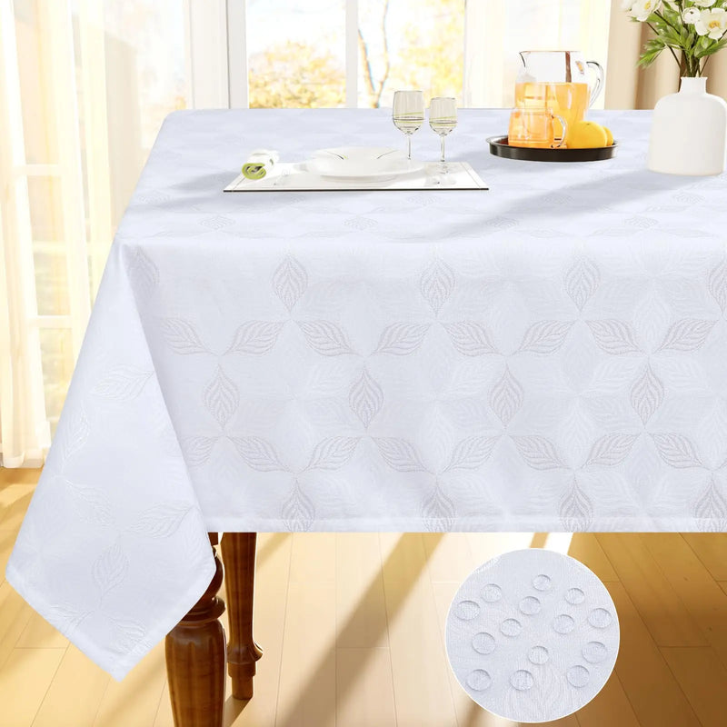 Axyaa Jacquard Leaf Flower Polyester Tablecloth Grey