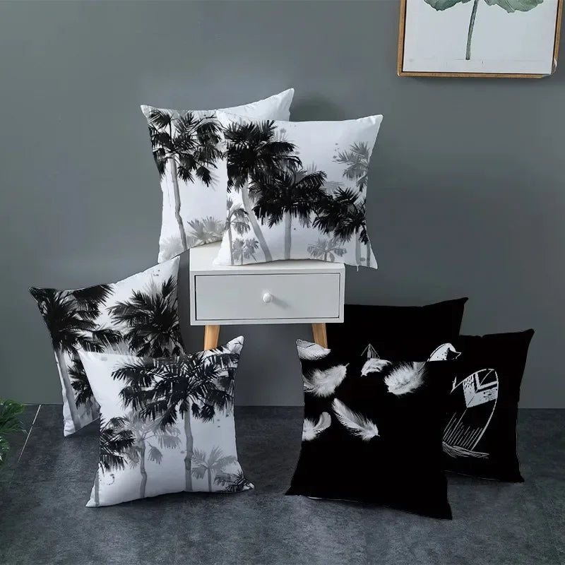 Axyaa Black and White Nordic Style Car Pillowcase Sofa Pillow Cover