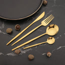 Axyaa Gold Knife Cutlery Set - 6Pcs Stainless Steel Sharp Dinnerware Kitchen Flatware