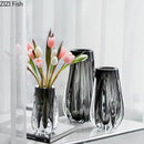 Axyaa Gray Glass Vase Hydroponics Desk Decoration Floral Vases Room Aesthetic Decor