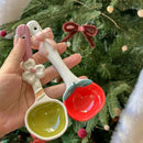 Axyaa Kawaii Cherry Ceramic Dessert Soup Spoon Kitchen Tableware Accessories