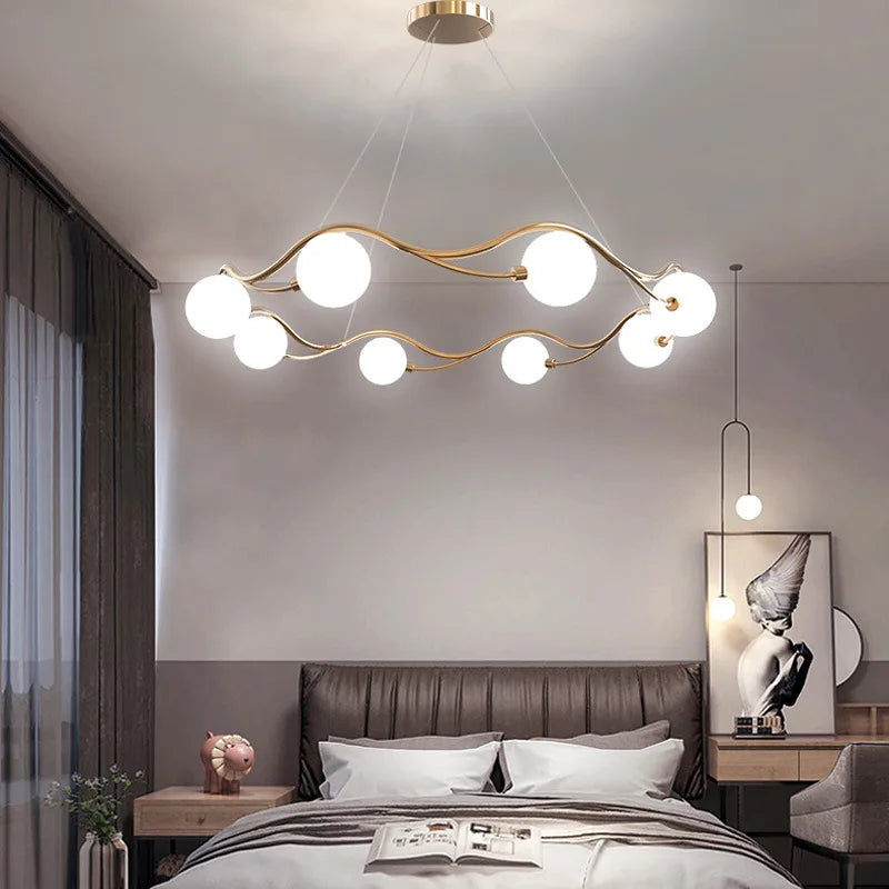 Axyaa Nordic Ring Chandelier Bubble Lamp LED Pendant Light for Living Room & Bedroom