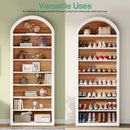 Axyaa White Arched Bookshelf with Storage Shelves, 8-Tier Open Display Shelving