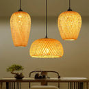 Axyaa Bamboo Woven Pendant Lamp - Natural Rattan Core LED Chandelier