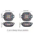 Axyaa Bohemian Style Ceramic Pasta Dish 9-Inch Salad Plate with Double Ear.