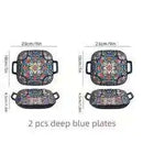 Axyaa Bohemian Style Ceramic Pasta Dish 9-Inch Salad Plate with Double Ear.