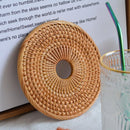 Axyaa Rattan Coaster Set: Handmade Round Insulation Mats for Tea, Coffee Cups