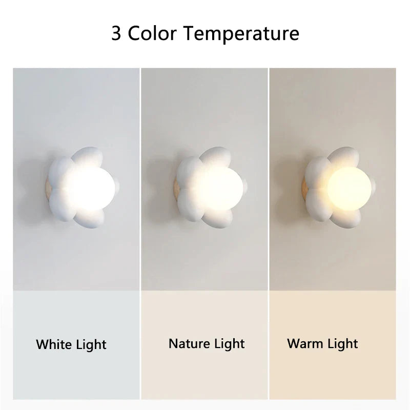 Axyaa Kids Flower LED Wall Light - White Pink Resin Decoration