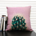 Axyaa Cactus Pineapple Pattern Cushion Cover 45x45 Linen Pillowcase