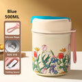 Axyaa Flower Pattern Stainless Steel Braised Flask with Folding Spoon