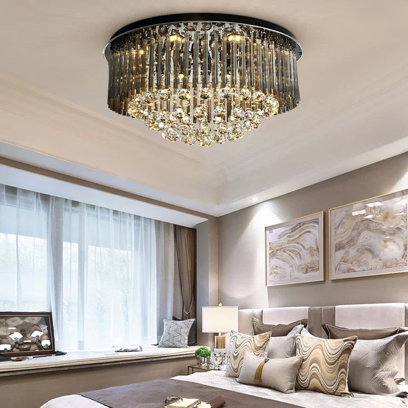 Axyaa Modern Luxury Crystal Ceiling Lamp for Home Living Room Lighting