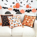 Axyaa Halloween Pumpkin Bat Print Pillowcase Throw Cushion Cover Festive Home Decor