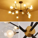 Axyaa Glass Bubble Branch Chandelier: Modern Round Ball Lighting for Living, Bedroom, Kitchen