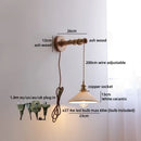 Axyaa LED Wall Light Fixture Switch Stair Lighting Round Ceramic Wood Bedside Lamp