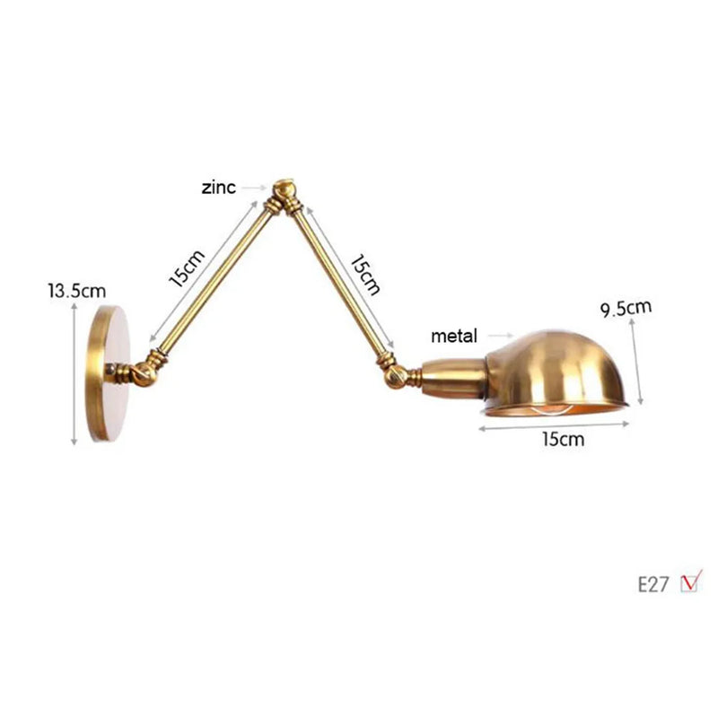 Gold Plated Iron Adjustable Wall Sconces for Home Decor by Axyaa