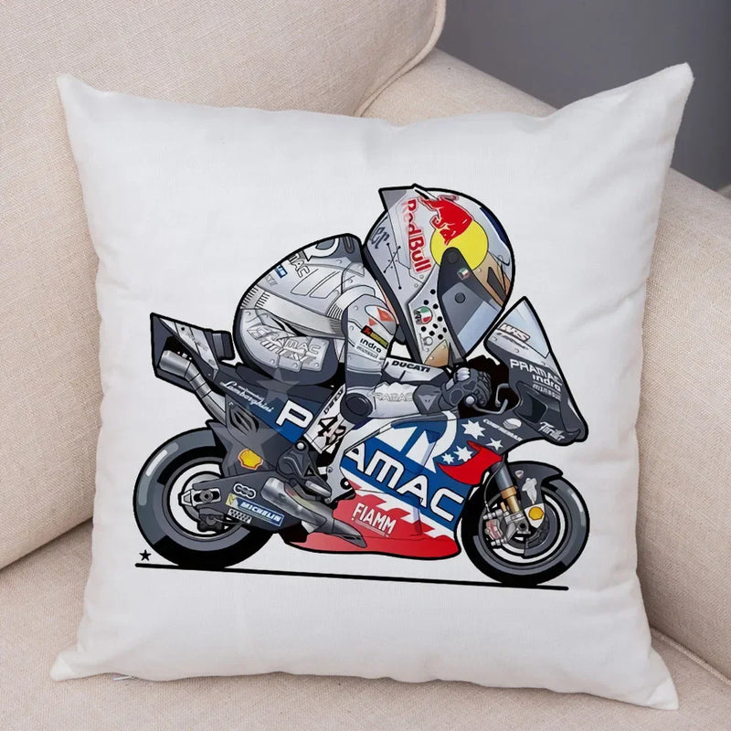 Axyaa Cartoon Sport Motorcycle Cushion Cover - Super Soft Plush Pillow Case