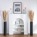 Axyaa Modern Metal Cylinder Floor Vases - Set of 2 Large