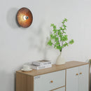 Axyaa Walnut Wood LED Round Wall Lamp for Bedroom & Living Room