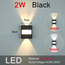 Axyaa Black LED Wall Light - Modern Indoor Outdoor Waterproof Sconce