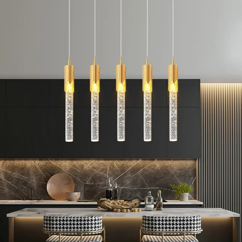 Axyaa Crystal Staircase Chandelier: Minimalist Loft Lighting Fixture