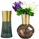Axyaa Gold Metal Glass Vase - Round Flower Arrangement Home Decor
