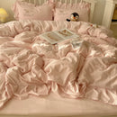 Axyaa Lace Embroidery Girl Heart Bed Four-Piece Set Cotton Summer SheetQuilt Cover