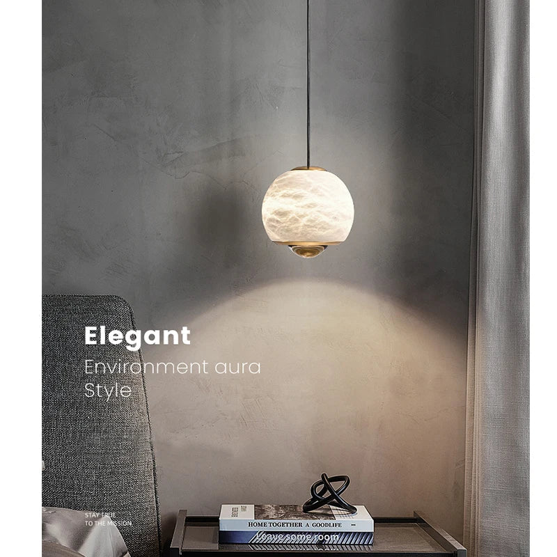 Axyaa Natural Marble Chandelier: Modern Medieval Designer Lamp for Living Room and Bar