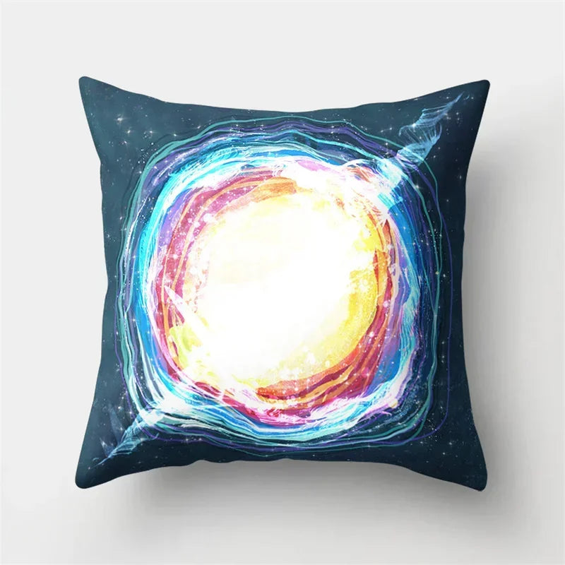 Axyaa Cartoon Star Astronaut Pillow Cover 45x45cm - Cute Moon Rocket Design.