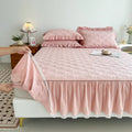 Axyaa Yarn-Dyed Cotton Bed Skirt with Lace, All-Season Mattress Topper