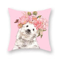 Floral Animal Painting Pillowcase Pink Cat Dog Llama Sofa Cushion Cover Home Decor