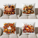 Axyaa Halloween Pumpkins & Wreath Decor Pillow Cover for Sofa, Bedroom, Car
