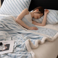 Axyaa Cozy Striped Flannel Throw Blanket - Ultra Soft Milk Velvet Plush Bedspread