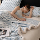 Axyaa Cozy Striped Flannel Throw Blanket - Ultra Soft Milk Velvet Plush Bedspread