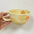 Axyaa Irregular Flower Ceramic Mug Yellow - Korean Style Cute Tea Cup