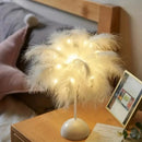 Axyaa Feather Table Lamp: Battery Powered LED Night Light for Bedroom & Wedding Decor