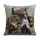 Axyaa Pug Pets Pattern Sofa Cushion Cover Home Decor Pillowcase Linen Cartoon
