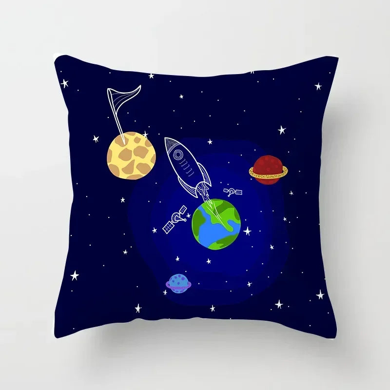 Axyaa Astronaut Theme Polyester Pillowcase Sofa Chair Cover 45x45cm