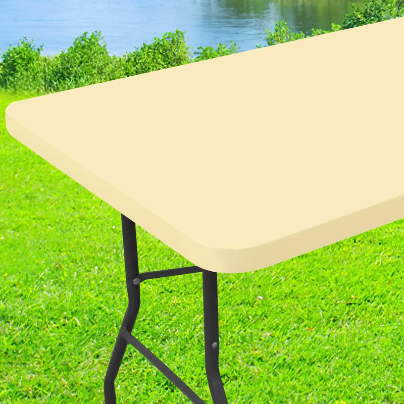 Axyaa Stretch Washable Patio Table Cover Waterproof Outdoor Tablecloth