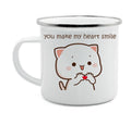 Axyaa Cat Enamel Coffee Mug - Unique Funny Tea Cup for Travel and Home