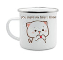Axyaa Cat Enamel Coffee Mug - Unique Funny Tea Cup for Travel and Home