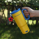 Axyaa 750ml Stainless Steel Vacuum Bottle with Straw Handle - Cute Large Thermos for Office, Travel