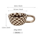 Axyaa Checkerboard Coffee Ceramic Cup White Porcelain Mug Gift Box - 200ml